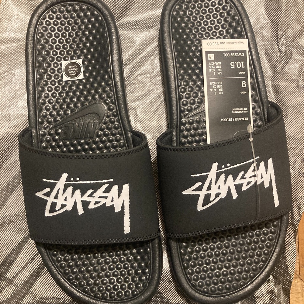 Nike x Stussy Benassi Slides Off Noir - Men’s Size 9